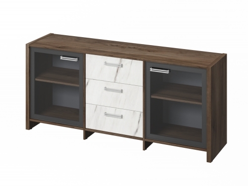 Тумба трехсекционная с 2 дверьми FB-13-02.G. Орех Пацифик Табак/Мрамор Леванто белый Тумба трехсекционная с 2 дверьми FB-13-02.G. Орех Пацифик Табак/Мрамор Леванто белый