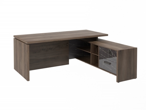 Стол с опорной тумбой FB-119R.GG Орех Пацифик Табак/Камень Пьетра Гриджиа черный Стол с опорной тумбой FB-119R.GG Орех Пацифик Табак/Камень Пьетра Гриджиа черный