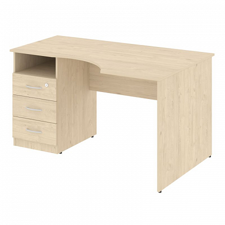 Nova S Стол криволинейный с тумбой левый В.САТ-2 (L) Бук Артизан 1400*900*750