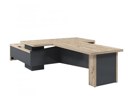 Стол руководителя с опорной тумбой Т-920.1000ПР с блоком розеток и брифингом