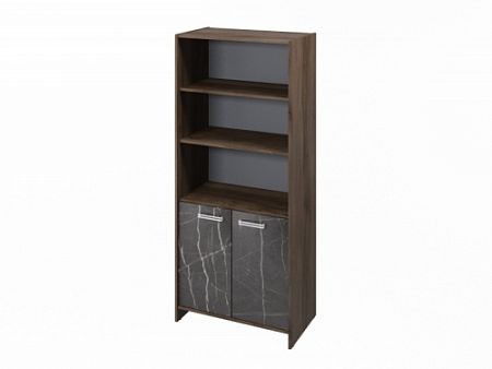 Шкаф для документов FI-672.G Орех Пацифик Табак/Камень Пьетра Гриджиа черный